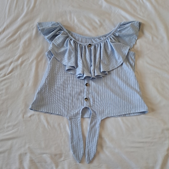 Justice girls size 12 cropped top light blue - Picture 1 of 6